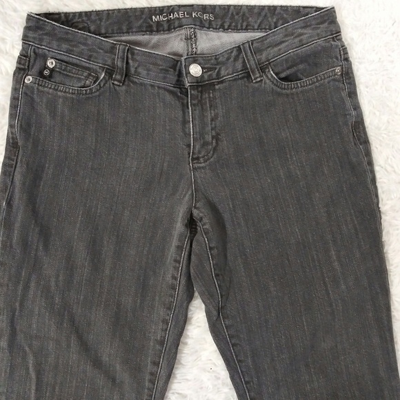 Michael Kors Gray Colored Denim Five Pocket Mid Rise Straight Leg Jean - Picture 3 of 8